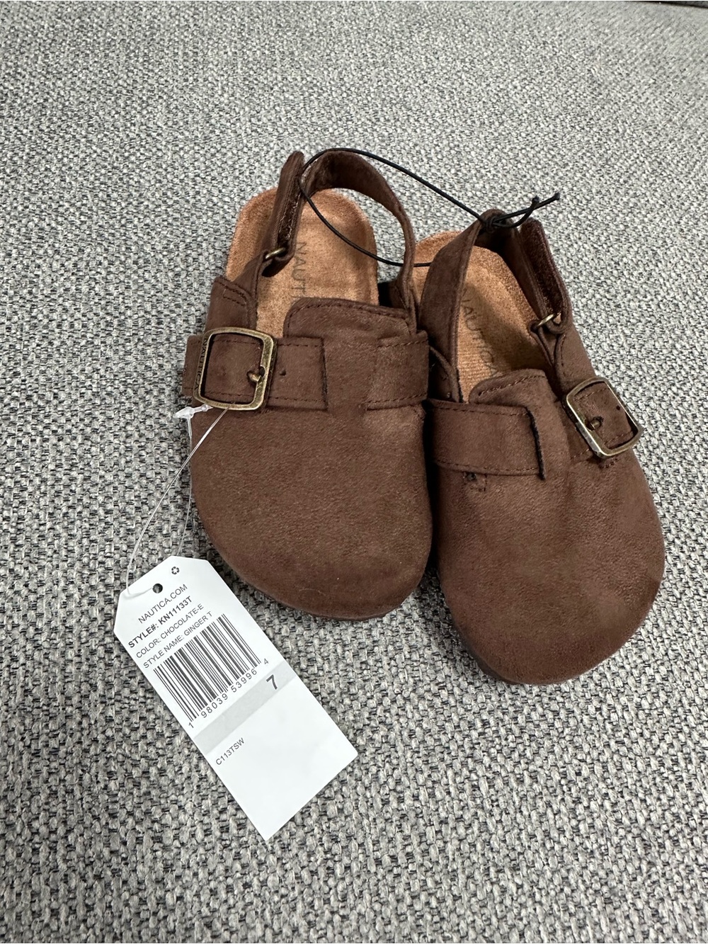 Nautica Kids Brown Suede Buckle Moccasins